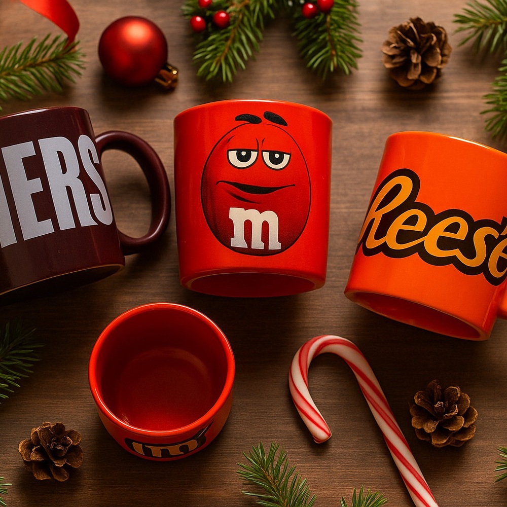 Reese’s + M&M + Hershey’s Mug Set Candy Brand Coffee Cups Chocolate Lovers Gift